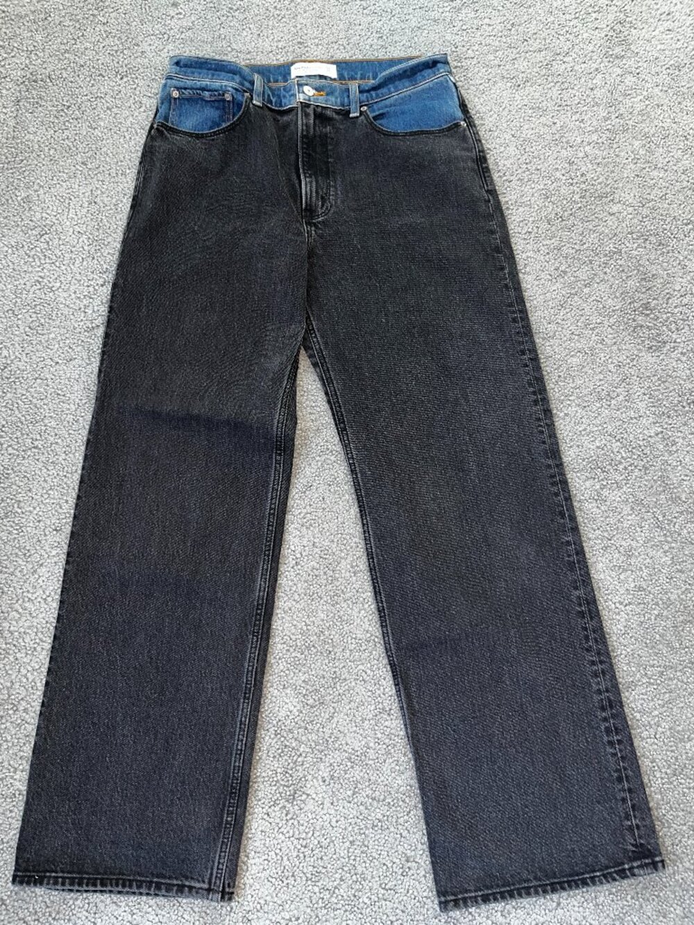 Abercrombie & Fitch 90s Relaxed High Wide Leg Jeans Washed Black & Blue - 30/10
